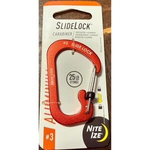Nite Ize SlideLock Carabiner #3 Unisex Red New Aluminum Locking Keychain Clip